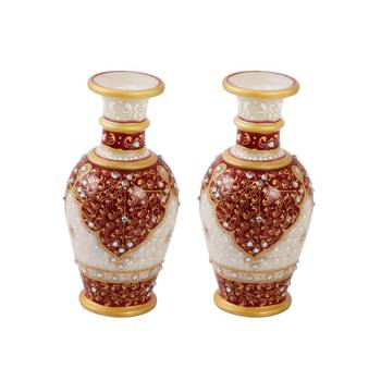 Marble flower vase pair with hand painted kuppi work by Handicrafts Paradise 1