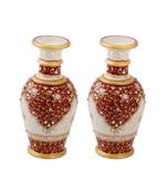 Marble flower vase pair with hand painted kuppi work by Handicrafts Paradise
