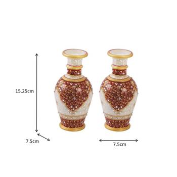 Marble flower vase pair with hand painted kuppi work by Handicrafts Paradise 2
