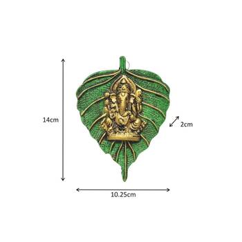Wall Hanging golden Ganesha Placed on Leaf in Metal 2