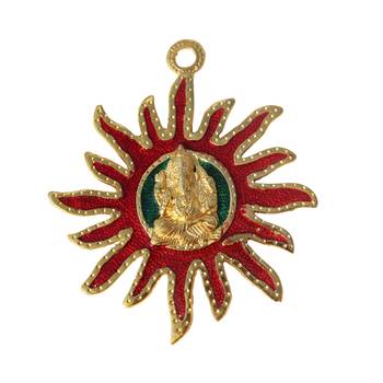 Wall Hanging Sun with Ganesha in middle in Metal 1