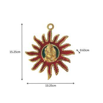 Wall Hanging Sun with Ganesha in middle in Metal 2