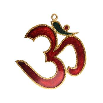 Wall Hanging OM shaped with Meena Gold Plated in Metal 1
