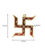 Wall Hanging Swastik shaped with Meena Gold Plated in Metal
