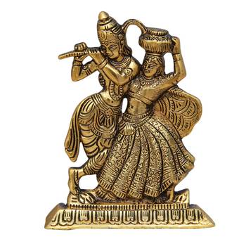 Radha Krishna Antique Golden in Metal 1