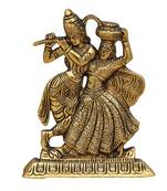 Radha Krishna Antique Golden in Metal