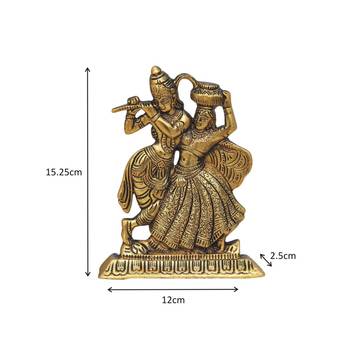 Radha Krishna Antique Golden in Metal 2