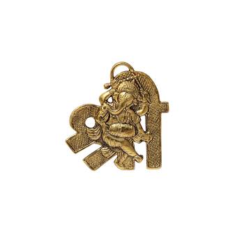Hanging in metal with Ganesha playing dholak placed on Shree shaped Base 1