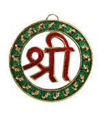 Hanging in Shree design placed in between a metal circular frame