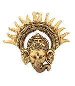 Wall hanging ganesha sun shaped antique golden finish in metal