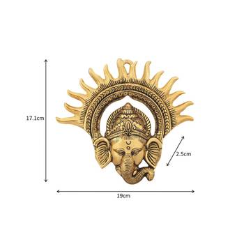 Wall hanging ganesha sun shaped antique golden finish in metal 2