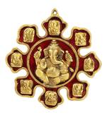 Wall hanging ganesha showpiece in metal with enamel