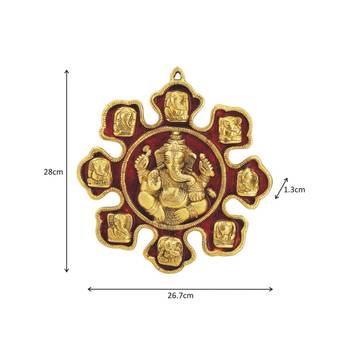 Wall hanging ganesha showpiece in metal with enamel 2