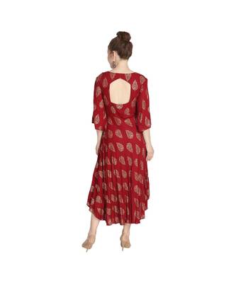 maroon Ethnic Flare Foil Kurta 2