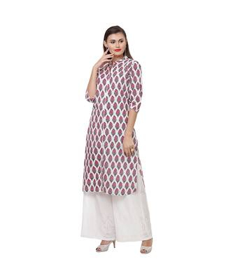 white LABEL KARA Handblock Floral Butta Kurta 1