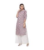 white LABEL KARA Handblock Floral Butta Kurta