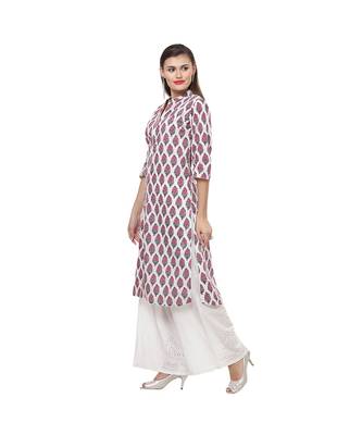 white LABEL KARA Handblock Floral Butta Kurta 2