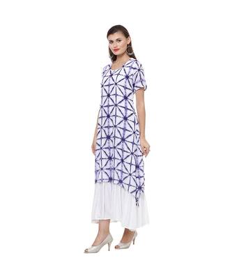 purple Shibori A-line Designer Kurta 2
