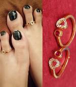 Heart Pattern American Diamond Toe Rings