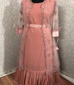 Pink embroidered faux georgette salwar