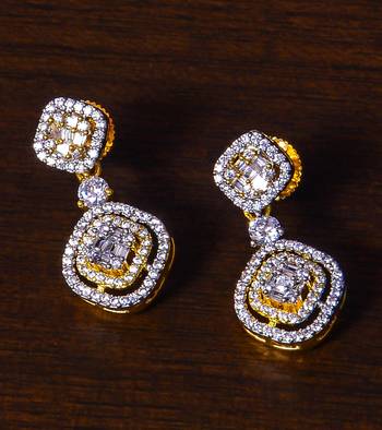 Gold Plated American Diamond Embellished Designer Earrings 216ED246 1
