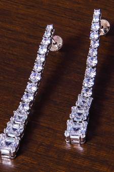 Rhodium Plated American Diamond Embellished Designer Earrings 216ED248