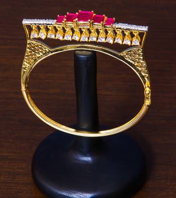 Gold Plated Ruby and AAA CZ Embellished Designer Bracelet BD412 1