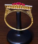 Gold Plated Ruby and AAA CZ Embellished Designer Bracelet BD412