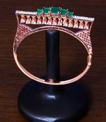 Rose Gold Plated Emerald and AAA CZ Embellished Designer Bracelet BD413