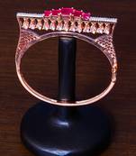 Rose Gold Plated Ruby and AAA CZ Embellished Designer Bracelet BD414