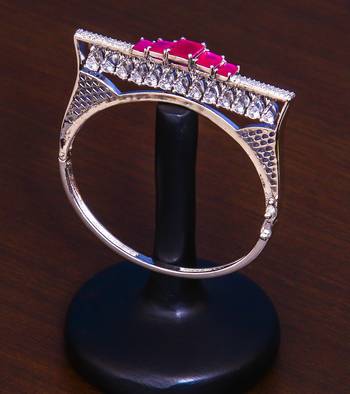 Rhodium Plated Ruby and AAA CZ Embellished Designer Bracelet BD415 1