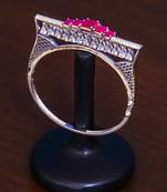 Rhodium Plated Ruby and AAA CZ Embellished Designer Bracelet BD415