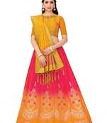 Multicolor Zari Woven Polyester Semi Stitched Lehenga