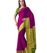 Purple Hand Woven Crepe Saree With Blouse