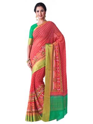 Pink Printed Chiffon Saree With Blouse 1