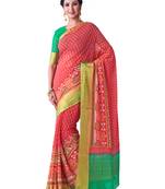 Pink Printed Chiffon Saree With Blouse