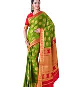 Olive Hand Woven Crepe Saree With Blouse