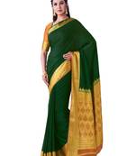 Green Hand Woven Crepe Saree With Blouse