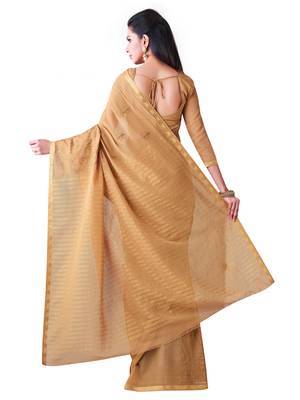 Brown Embroidered Chiffon Saree With Blouse 3