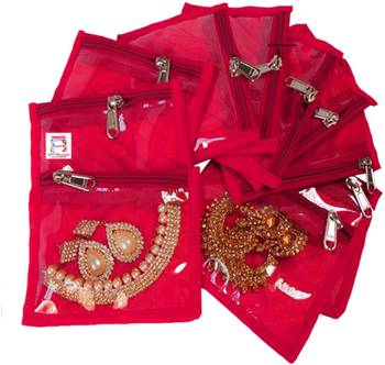 Atorakushon Pink Non Woven Jewellery 10 Pouch Storage Organizer pack of 1 5