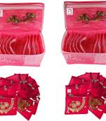 Atorakushon Pink Non Woven Jewellery 10 Pouch Storage Organizer pack of 2