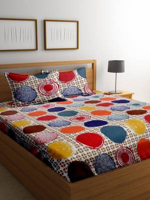 Red polka dots bed sheets with two pillow cover 1