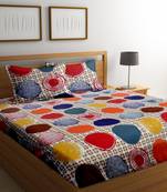 Red polka dots bed sheets with two pillow cover