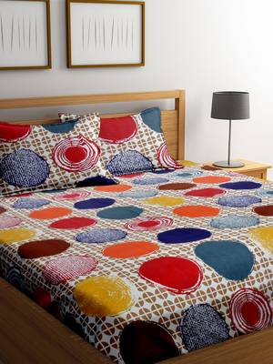 Red polka dots bed sheets with two pillow cover 2