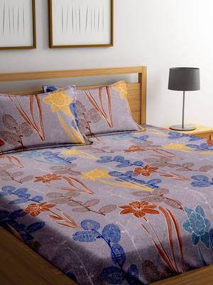 Blue floral print bed sheets with two pillow cover 2