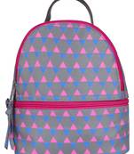 Anekaant Mini Grey & Pink Printed Polyester Backpack