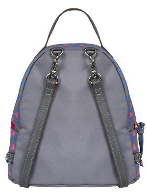 Anekaant Mini Grey & Pink Printed Polyester Backpack 3