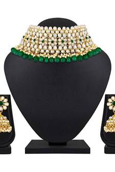 Green Kundan Designer Necklace Sets