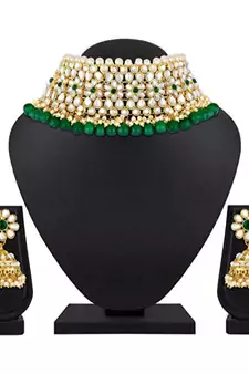 Green Kundan Designer Necklace Sets