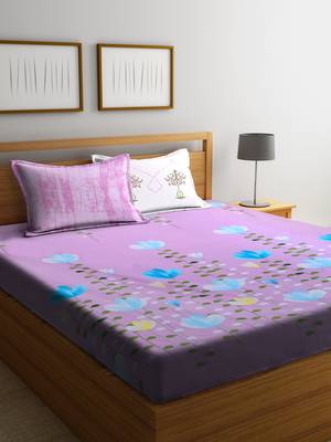 multicolor nature print bed sheets with two pillow cover 1